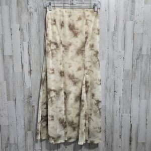 Anthropologie Moon River Ivory Tan Tie Dye Boho Western Maxi Skirt Size Small